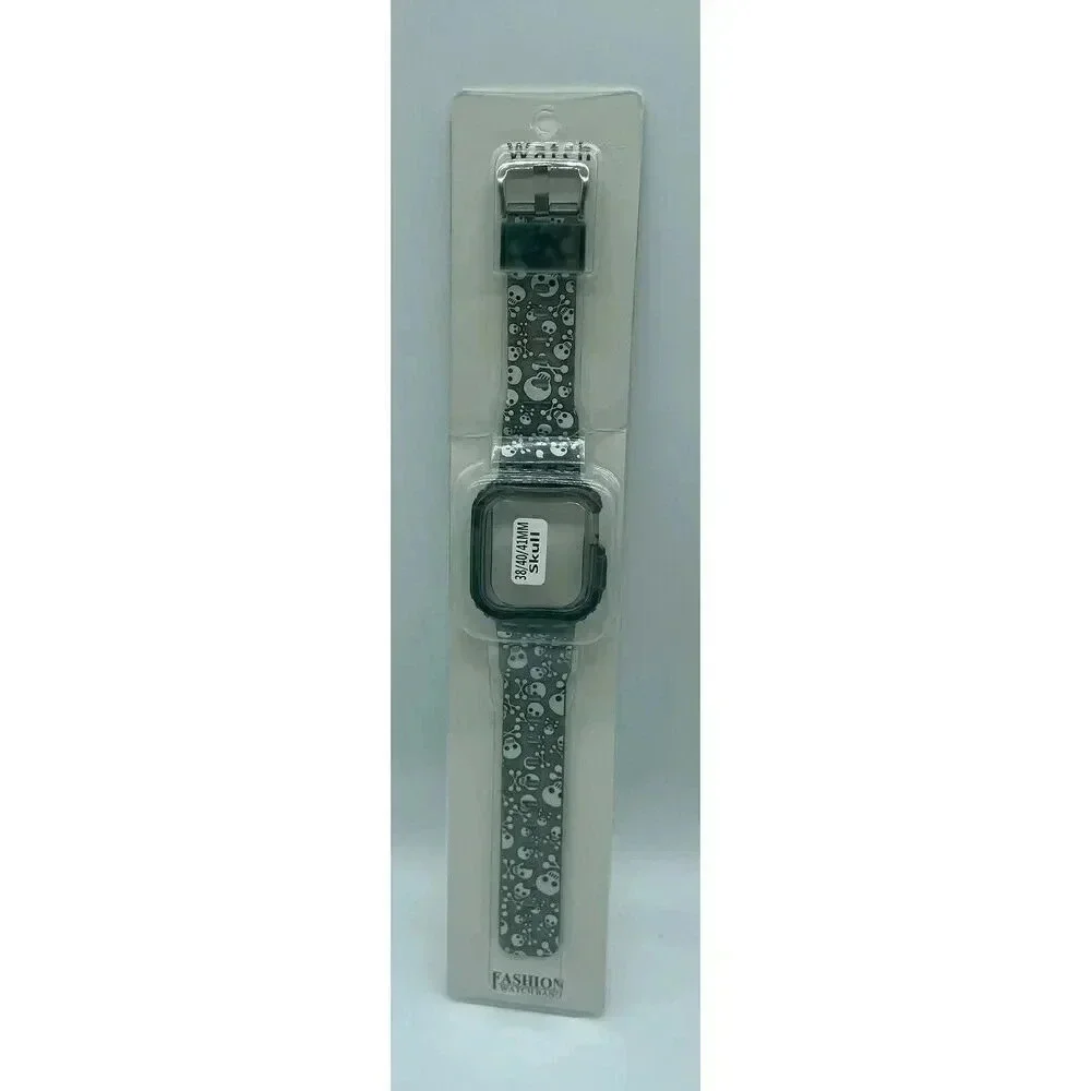 Skull Watch Band for Apple Watch 38mm 40mm 41mm Jelly Crystal‎ Bumper Case